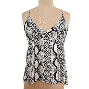 Peach Love California Snakeskin Print Sleeveless Babydoll Top Medium Y2K Soft